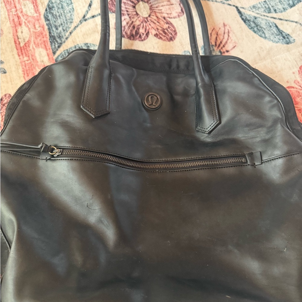 lululemon athletica Black Leather Duffel Bag